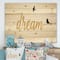 Designart - Family of Birds on Gold Words II - Cottage Print on Natural Pine Wood